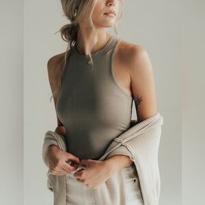 Carly Jean Los Angeles Bundle of Eden Tank Tops Black/White Striped Taupe CJLA